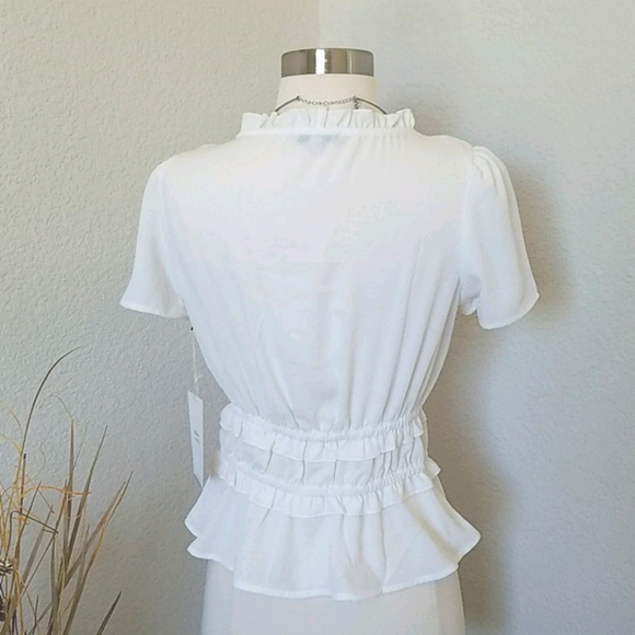 Ruffle Wrap Top Small White NWT - Picture 3 of 10